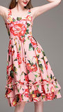 Ruffled Pink Floral-Print Dress - DESIGNER INSPIRED FASHIONS