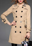 Embellished-Collar Trench Coat in Khaki or Red - DESIGNER INSPIRED FASHIONS