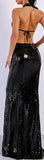 Cut-Out Sequin-Embellished Gown - Silver or Black