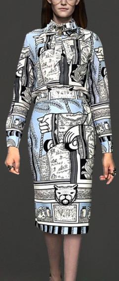 Printed Neck-Tie Blouse & Skirt Set - DESIGNER INSPIRED FASHIONS