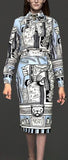 Printed Neck-Tie Blouse & Skirt Set - DESIGNER INSPIRED FASHIONS