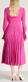 Reverse-Pleated Necktie Midi Dress, Magenta
