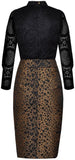 Black Lace Bow-Tie Blouse and Heart-Leopard-Print Mini Skirt