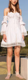 Ruched Flared Mini Dress with Separate Sleeves, Black or White - DESIGNER INSPIRED FASHIONS
