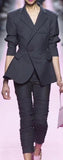 Decorative-Button-Blazer and Cropped Flared Pant Set