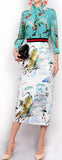 Nature Print Blouse & Skirt Set - DESIGNER INSPIRED FASHIONS