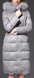 Fur-Hooded Lace Puffer Down Coat in Black or Grey - DESIGNER INSPIRED FASHIONS