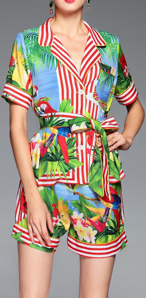 Tropical Printed Shirt & Short Set - DESIGNER INSPIRED FASHIONS