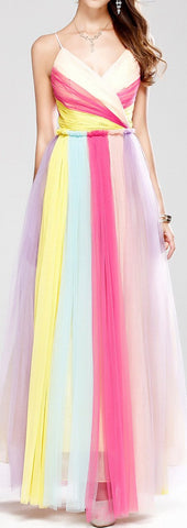 Rainbow Voile Gown
