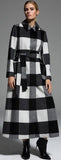 Check Pattern Long Wool Coat in Black & White - DESIGNER INSPIRED FASHIONS