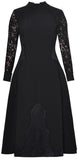 Black Lace-Trim High-Neck Midi Dress