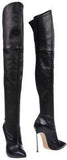 'Blade' Long Black Leather Boots - DESIGNER INSPIRED FASHIONS