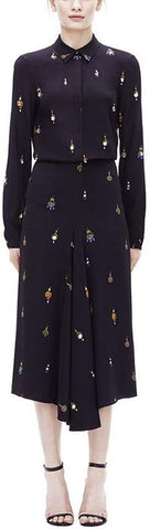 Earring Print Black Blouse & Skirt Set