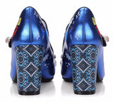Embellished Metallic Mary Jane Pumps - Blue or Silver | DESIGNER INSPIRED FASHIONS