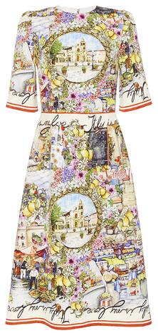 'Foulard' Print Brocade Dress - DESIGNER INSPIRED FASHIONS