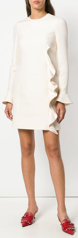 Ruffled Mini Dress, Ivory/Cream
