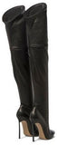 'Blade' Long Black Leather Boots - DESIGNER INSPIRED FASHIONS
