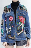 Embellished Distressed Denim Jacket