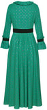 Ruffle Metallic-Star Print Dress, Green
