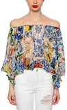 'Majolica' Print Silk Top