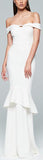 Off-the-Shoulder Fitted Ruffle White Gown