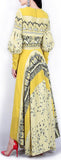 Balloon-Sleeve Printed Gown, Yellow - DESIGNER INSPIRED FASHIONS