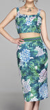 Hydrangea Print Crop Top and Skirt Set - DESIGNER INSPIRED FASHIONS