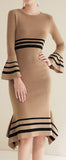 Asymmetric Striped Knit Dress