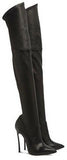'Blade' Long Black Leather Boots - DESIGNER INSPIRED FASHIONS
