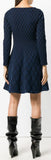 Flared Geometric Knitted Dress, Blue