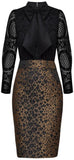 Black Lace Bow-Tie Blouse and Heart-Leopard-Print Mini Skirt
