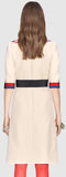 Floral-Embroidered Web-Trim Dress