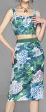 Hydrangea Print Crop Top and Skirt Set - DESIGNER INSPIRED FASHIONS