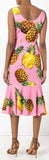 Pineapple Print Peplum-Hem Dress, Pink - DESIGNER INSPIRED FASHIONS