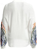 Embroidered Silk Blouse, White or Black - DESIGNER INSPIRED FASHIONS