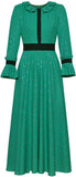 Ruffle Metallic-Star Print Dress, Green