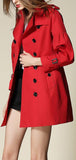 Draped-Shoulder Short Trench Coat, Red - DESIGNER INSPIRED FASHIONS
