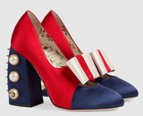 Satin Studded Pumps