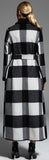 Check Pattern Long Wool Coat in Black & White - DESIGNER INSPIRED FASHIONS