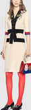 Floral-Embroidered Web-Trim Dress