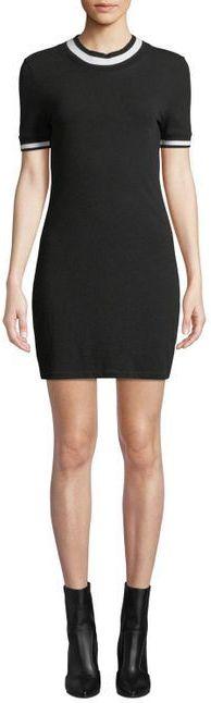 Black and White Scoop-Neck Short Tee Dress