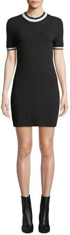 Black and White Scoop-Neck Short Tee Dress