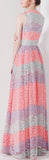 Lace V-Neck Long Gown, Multi Colored - DESIGNER INSPIRED FASHIONS