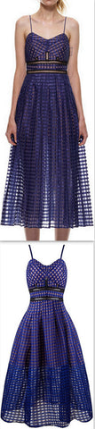 Blue Lattice Dress - DESIGNER INSPIRED FASHIONS