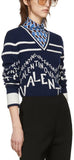 White Logo Chevron V-Neck Sweater