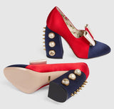 Satin Studded Pumps