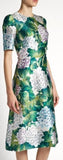 Hortensia Print A-line Shantung Dress - DESIGNER INSPIRED FASHIONS