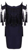 Off-the-Shoulder Mini Dress with Tassels