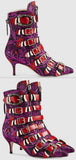Floral Jacquard Buckle Ankle Boots