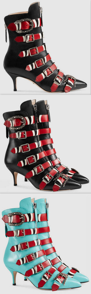 Leather Buckle Ankle Boots - Black or Light Blue - DESIGNER INSPIRED FASHIONS